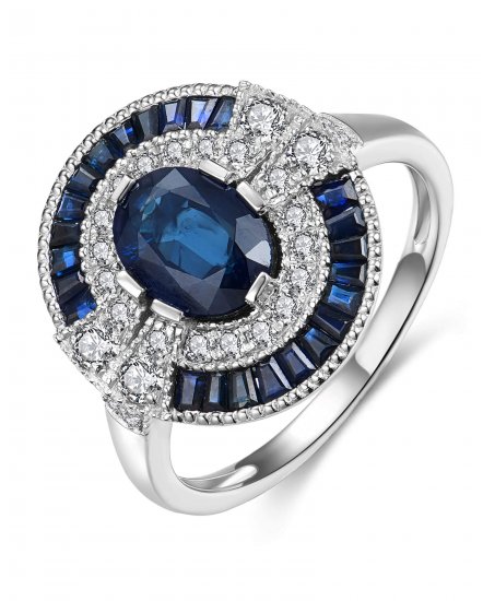 OVAL SAPPHIRE DIAMOND RING (TR4238)